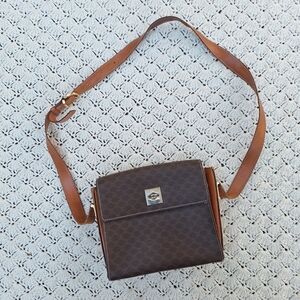 Celine Macadam Crossbody Coated Leather Purse Twist Clasp